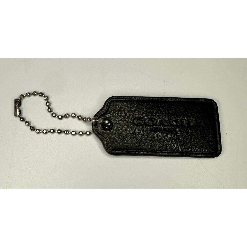 Coach Leather Keychain Black Leather Tag Only
